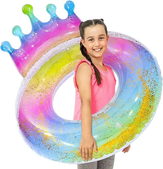 Swimming Ring for Kids, Transparent Floating Swimming Ring with Sequin, Inflatable Swimming Ring Tube for Teenagers Swimming Pool Water Sports ALISHBA HUDA